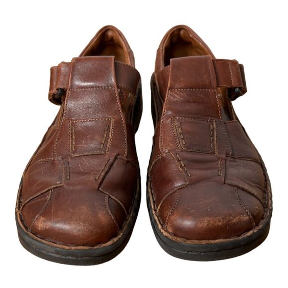 Josef Seibel Mens 8.5 Jeremy LEATHER Fisherman Dress Sandal COMFORT Brown EUC - Picture 2 of 7
